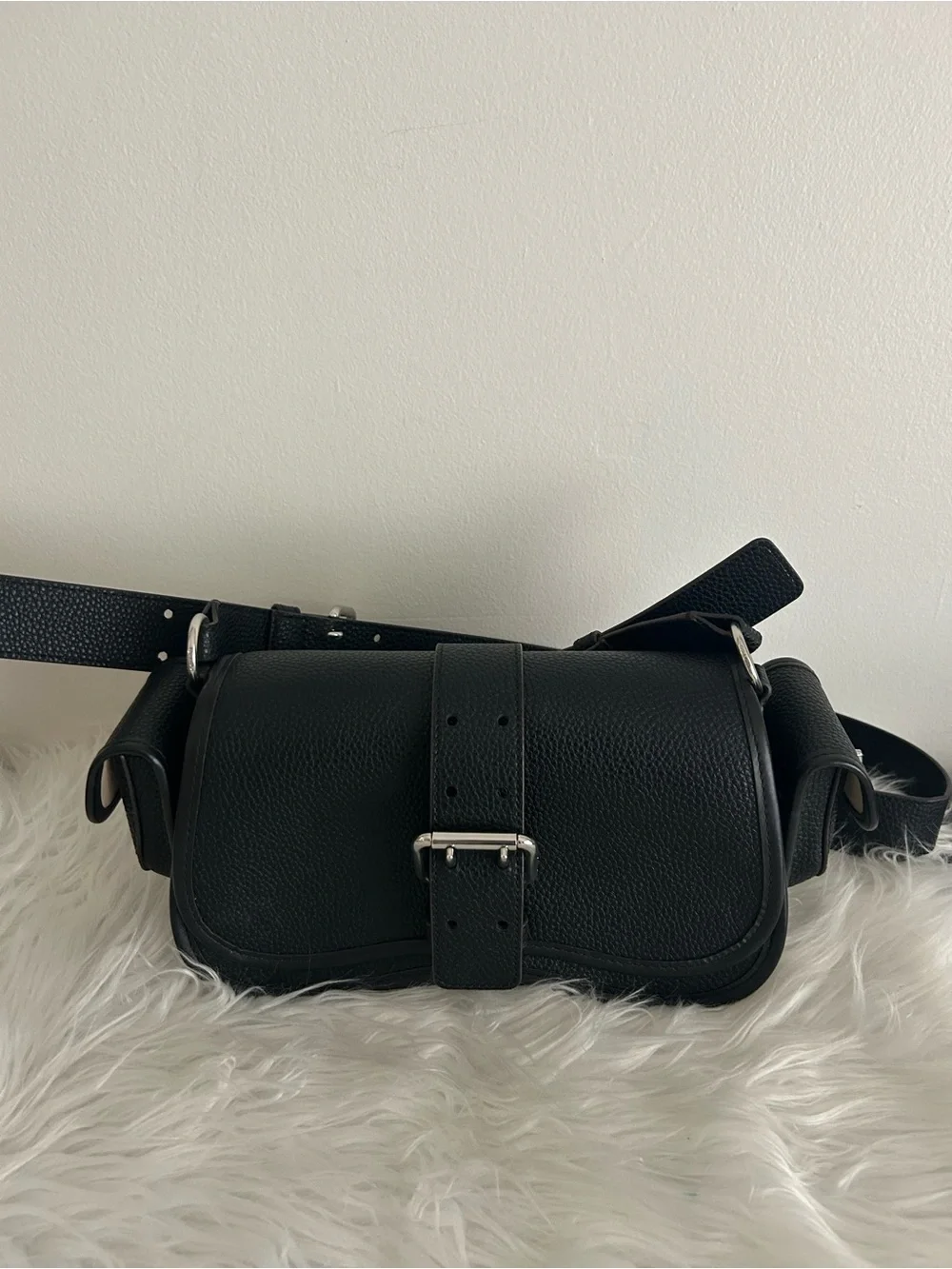 Coachtopia By Coach Black Leather Flap Shoulder Bag Buckle Y2K